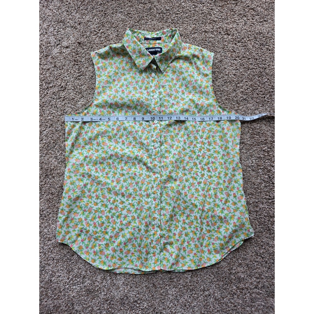 Lands End Women's 14 L Button Up Collared Blouse Sleeveless Summer Spring EUC - Picture 4 of 6